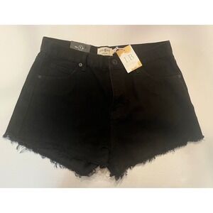 Umgee Black Denim Shorts Size 5 Raw Frayed Edge NWT